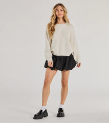 Cozy Sparkle Rhinestone Ribbed Knit Sweater