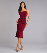 Scarlet Soirée Jacquard Midi Dress