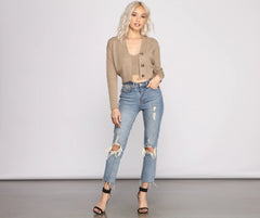 Casually Chic Cropped Knit Cardigan