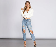 Collegiate Ribbed Crop Cardigan