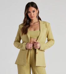 On The Move Linen Woven Blazer