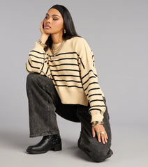 All Day Cute Striped Knit Sweater