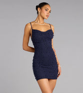 Vienna Rhinestone Pearl Mesh Mini Dress