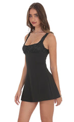 Florette Bust Skater Dress in Black