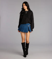 Cool Intentions Pleated Denim Mini Skort