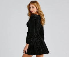 Flirty And Chic Velvet Skater Dress