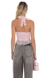 Pink V Neck Halter Top