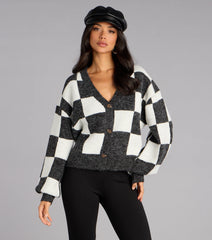 Checked Out Button-Up Cardigan