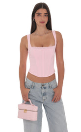 Detailed Corset Top in Pink