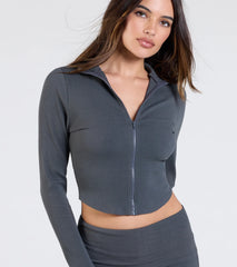 At Your Leisure Zip-Up Crop Jacket