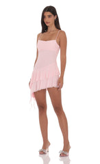 Mesh Tassel Dress in Pink