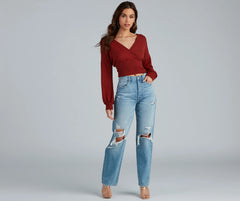 Effortless Perfection Surplice Sweater