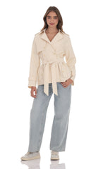 Double Breasted Trench Coat in Cream
