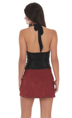 Studded Suede Skirt in Maroon