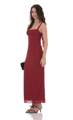 Shimmer Empire Waist Maxi Dress in Maroon
