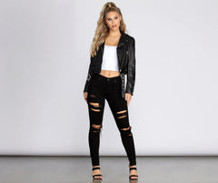 Living On The Edge Faux Leather Moto Jacket