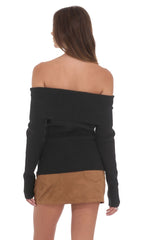Black Off-the-Shoulder Knitted Jumper