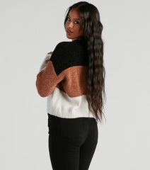 Real Sweet Color Block Chenille Sweater