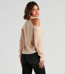 Knit Girl Cold Shoulder Sweater