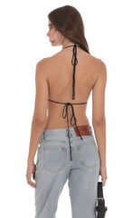 Draped Rhinestone Top in Black