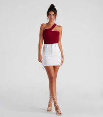 Sleek Basic One-Shoulder Crop Top