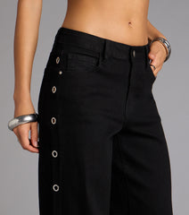 Ring It In Grommet Wide-Leg Denim Jeans