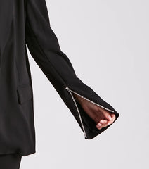 Serious Sparkle Rhinestone Trim Blazer