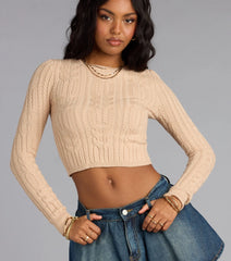 Cozy Twist Cable Knit Tie Back Sweater