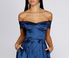 Megan Taffeta Off The Shoulder Ball Gown