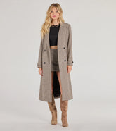 Plaid Perfection Faux Wool Long Coat