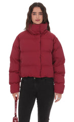 Puffer Jacket in Deep Red