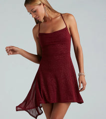 Midnight Mesh Glitter A-Line Party Dress