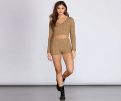 Cutie In Cable Knit Crop Top