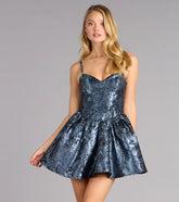 Darleen Brocade Lace-Up Skater Dress