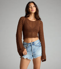 Tied Up In Vibes Crochet Sweater