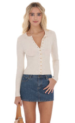 Heathered Cream Cinched Knit Cardigan