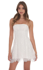 Strapless Lace Hem Dress in White