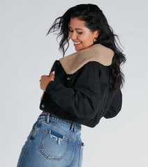 Layer On The Cozy Vibes Faux Sherpa Denim Jacket