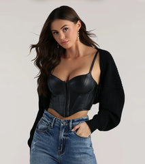 Sweet And Cozy Oversized Knit Sweater Bolero