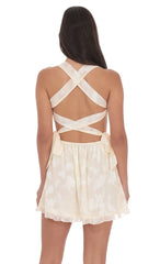 Cream Floral Dress with Strappy Back Bows