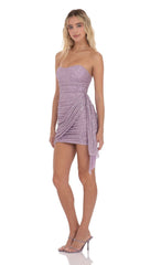 Strapless Sequin Tassel Corset Dress in Purple