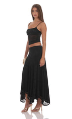 Asymmetrical Lace Maxi Skirt in Black