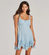 Air Of Romance Lace Ruffled Mini Dress