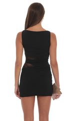 Lace Cutout Bodycon Dress in Black