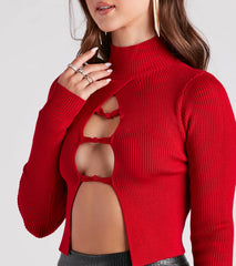 Flirty Secret Mock Neck Sweater Top
