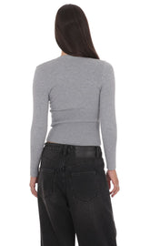 Cinched Knit Cardigan in Heather Gray