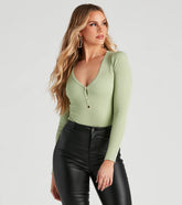 Oh Snap Button Henley Bodysuit