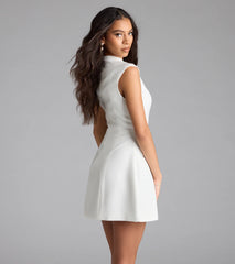 Chic Status Plunge V-Neck Crepe Mini Dress