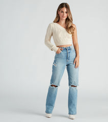One Shoulder Bliss Crop Sweater