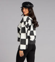 Checked Out Button-Up Cardigan